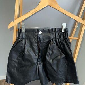 Black Faux Leather Women’s Shorts - Stylish High-Waist